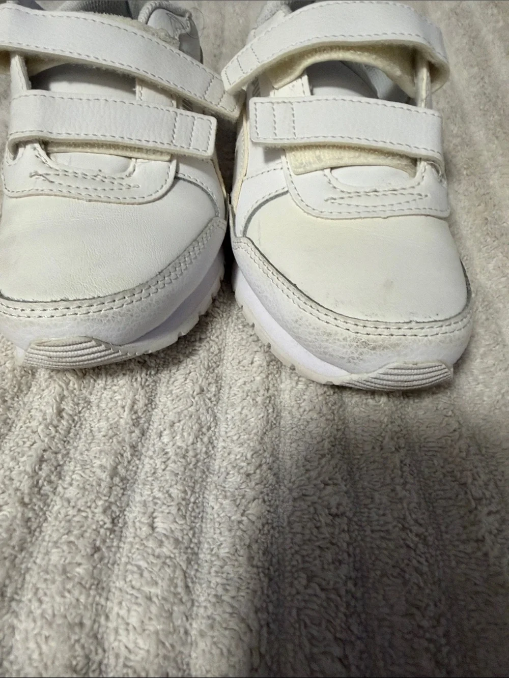 Puma Kids White Double-Strap Sneakers leather